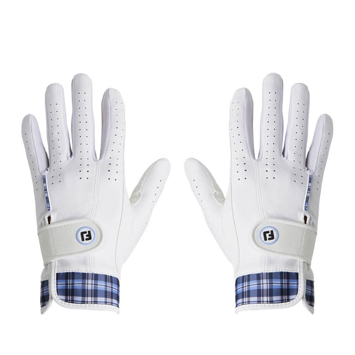 [2025年モデル] フットジョイ　レディース eComfort イーコンフォート 両手用 ゴルフグローブ FGLE25 WS ホワイト/スカイブルー