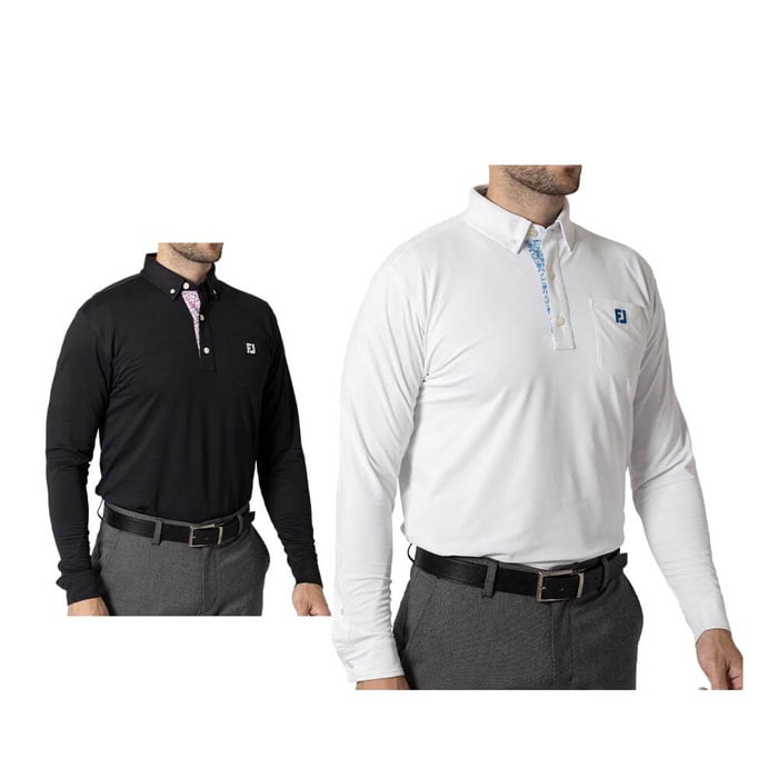 ゴルフウェア　フットジョイ メンズ ソリッドポケット付 長袖 ボタンダウン ポロシャツ FJ-F24-S14 [2024年モデル] [秋冬モデル] 特価