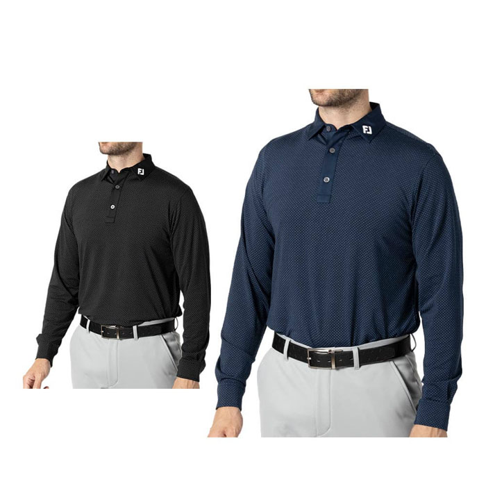 ゴルフウェア　フットジョイ メンズ ストレッチ ドット柄 長袖 ポロシャツ FJ-F24-S15 [2024年モデル] [秋冬モデル] 特価