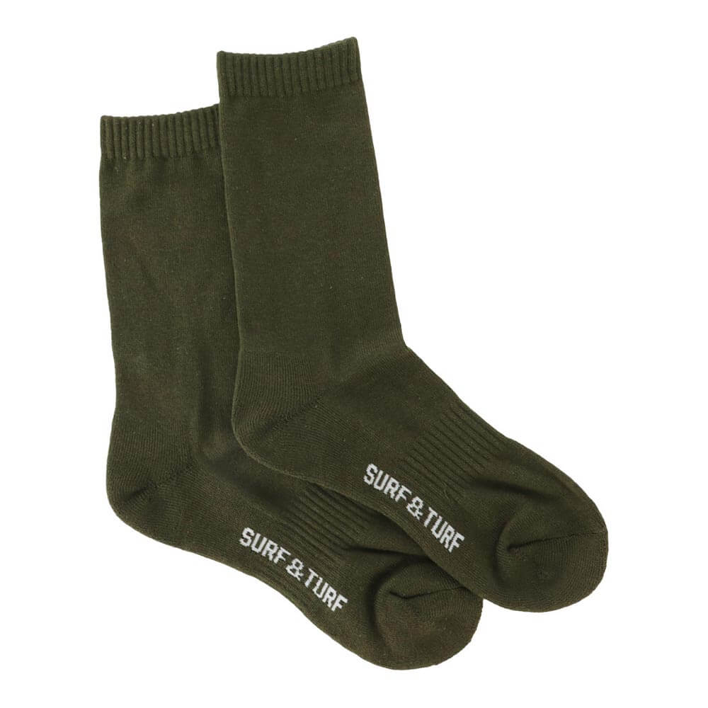 サーフ＆ターフ　メンズ レギュラーソックス STMS2503 カーキ