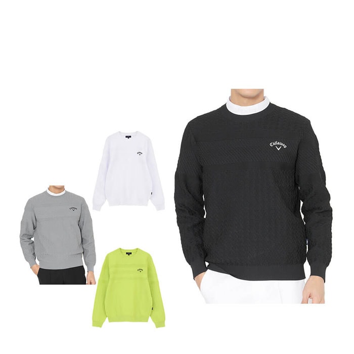 キャロウェイ　メンズ ガーター編み 長袖 クルーネック セーター C25218100 ゴルフウェア [2025年秋冬モデル] 特価