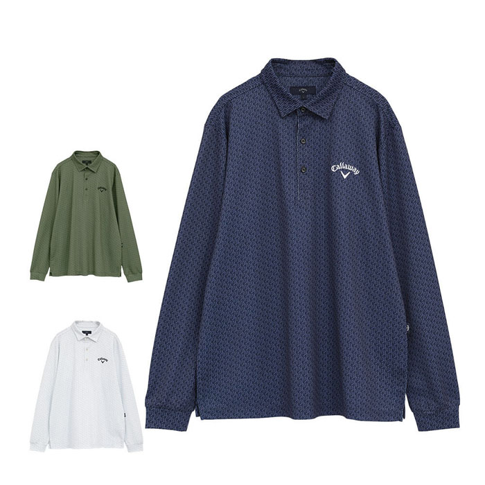 キャロウェイ　メンズ ロゴプリント 鬼鹿の子 長袖 ポロシャツ C25233107 ゴルフウェア [2025年秋冬モデル] 特価