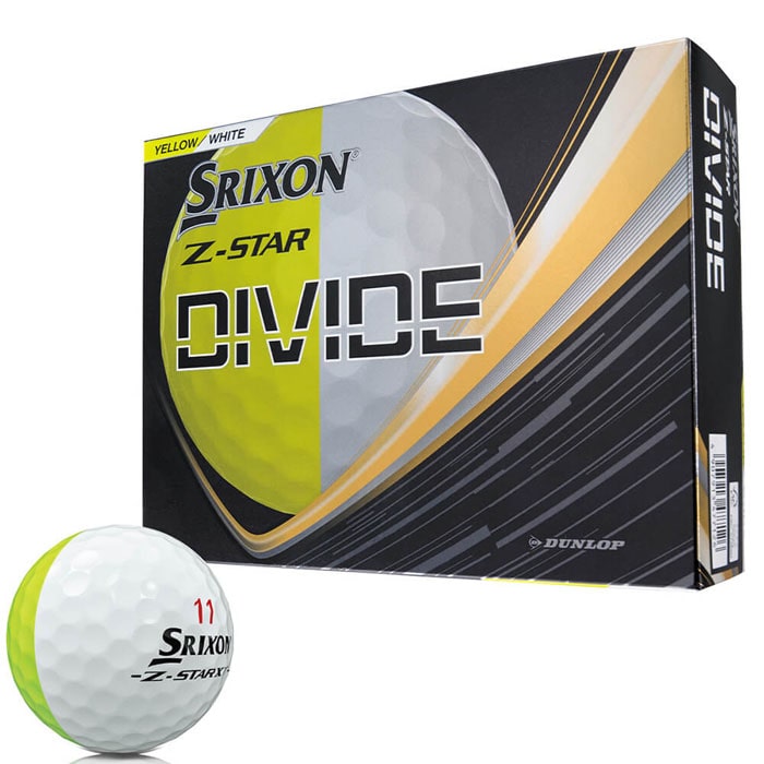 [2025年数量限定モデル] ダンロップ　SRIXON スリクソン Z-STAR DIVIDE ゼットスター ディバイド ゴルフボール　1ダース（12球入り）　イエロー/ホワイト