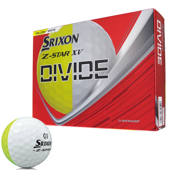 [2025年数量限定モデル] ダンロップ　SRIXON スリクソン Z-STAR XV DIVIDE ゼットスター エックスブイ ディバイド ゴルフボール　1ダース（12球入り）　イエロー/ホワイト