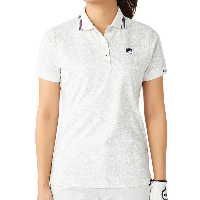 フィラ　レディース プリント柄 遮熱 半袖 ポロシャツ 755-603 ホワイト ゴルフウェア [2025年春夏モデル] 特価 有賀園 ゴルフ