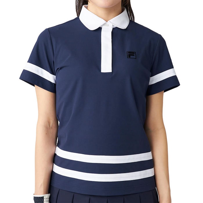 フィラ　レディース ラインデザイン 半袖 ポロシャツ 755-662 ダークネイビー ゴルフウェア [2025年春夏モデル] 特価 有賀園 ゴルフ