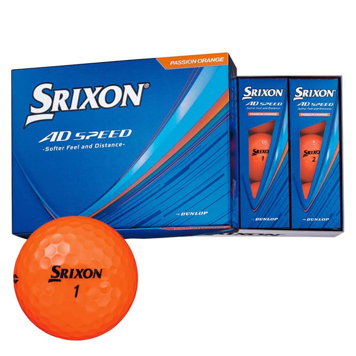 [2026年モデル] ダンロップ　SRIXON スリクソン AD SPEED エーディースピード ゴルフボール　1ダース（12球入り）　パッションオレンジ 有賀園 ゴルフ