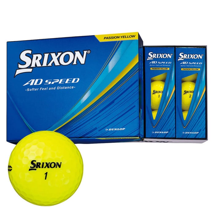 [2026年モデル] ダンロップ　SRIXON スリクソン AD SPEED エーディースピード ゴルフボール　1ダース（12球入り）　パッションイエロー 有賀園 ゴルフ