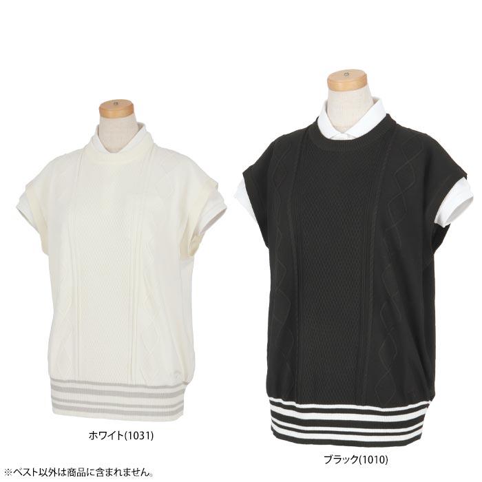 キャロウェイ　レディース ケーブル編み 配色ライン クルーネック ニット ベスト C24119201 [2024年春夏モデル] 特価