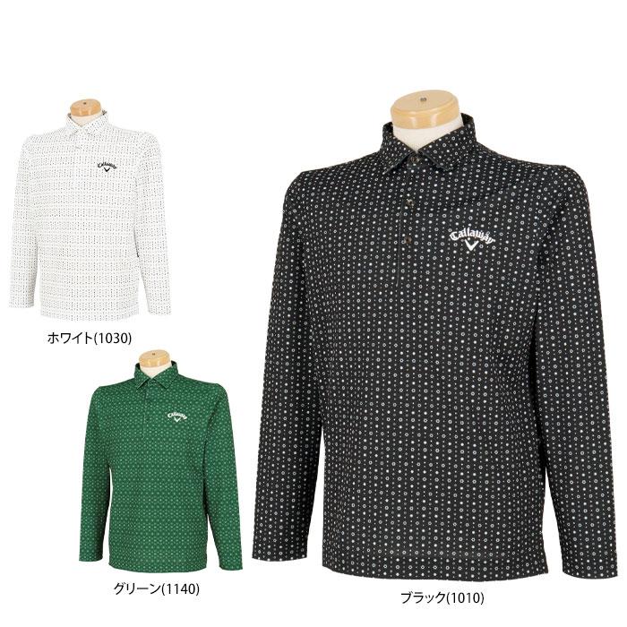 キャロウェイ　メンズ フラワープリント 総柄 鹿の子 長袖 ポロシャツ C24233107 [2024年秋冬モデル] 特価