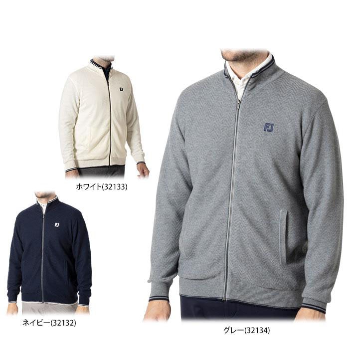ゴルフウェア フットジョイ メンズ ヘリンボン柄 防風裏地 ストレッチ 長袖 フルジップ セーター FJ-F24-M12 [2024年秋冬モデル] 特価