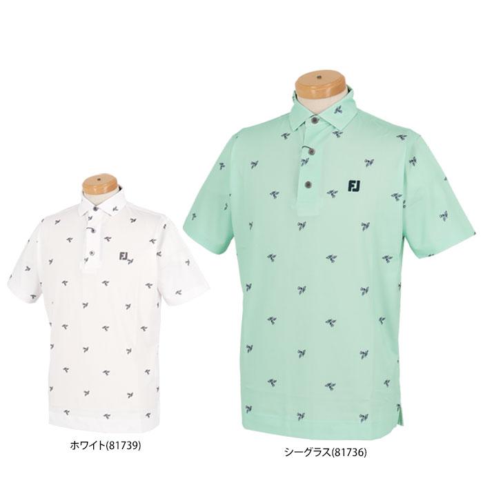フットジョイ　メンズ ロゴ刺繍 飛び柄 フラワープリント 4WAYストレッチ 半袖 ポロシャツ FJ-S24-S11 [2024年春夏モデル] 特価