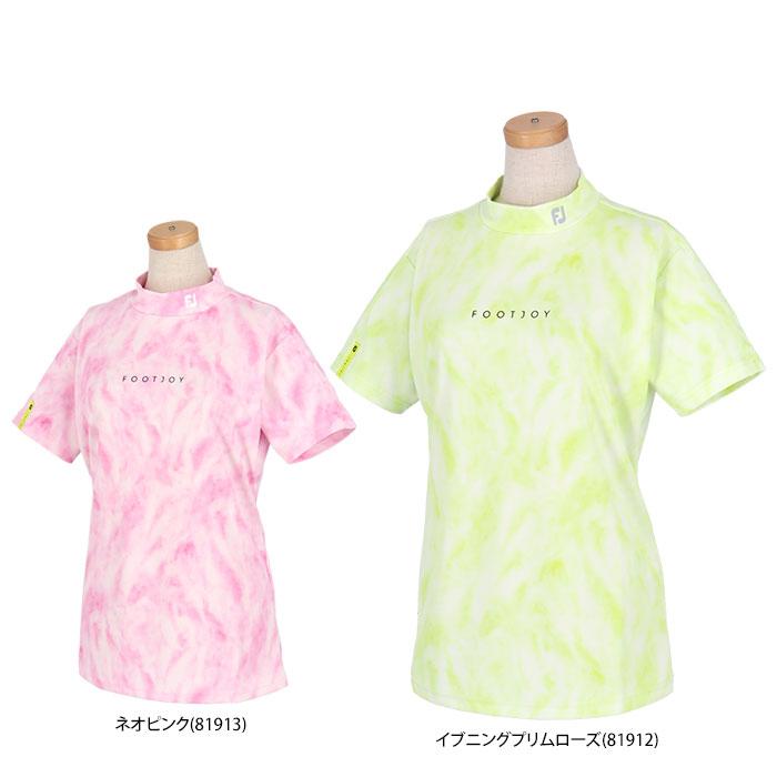 フットジョイ　レディース ロゴプリント タイダイ柄 ストレッチ 半袖 モックネックシャツ FJW-S24-S01 [2024年春夏モデル] 特価