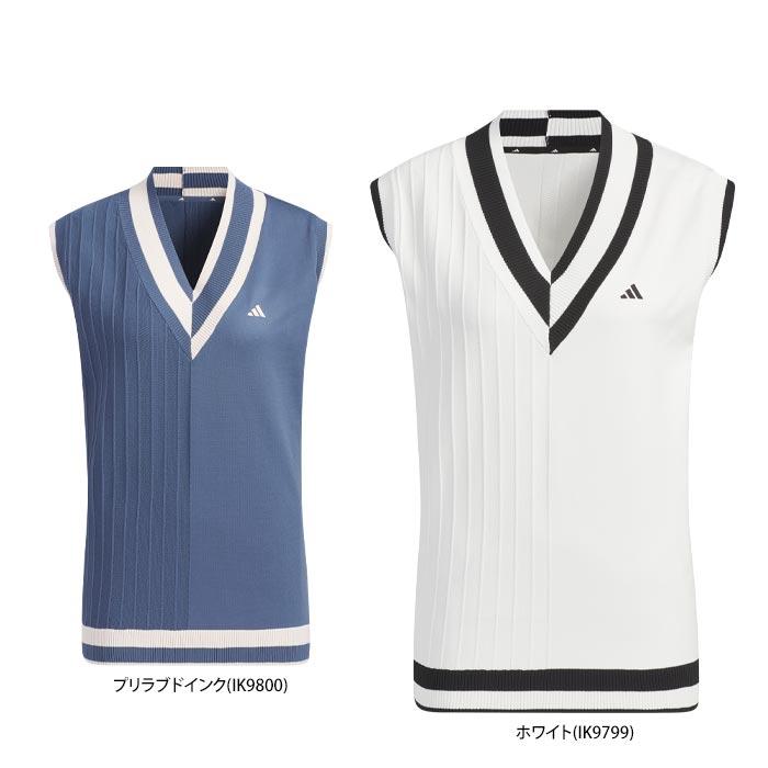 ゴルフウェア　アディダス レディース マルチパターン 編地切替 Vネック ニット ベスト IKK53 [2024年春夏モデル] 特価