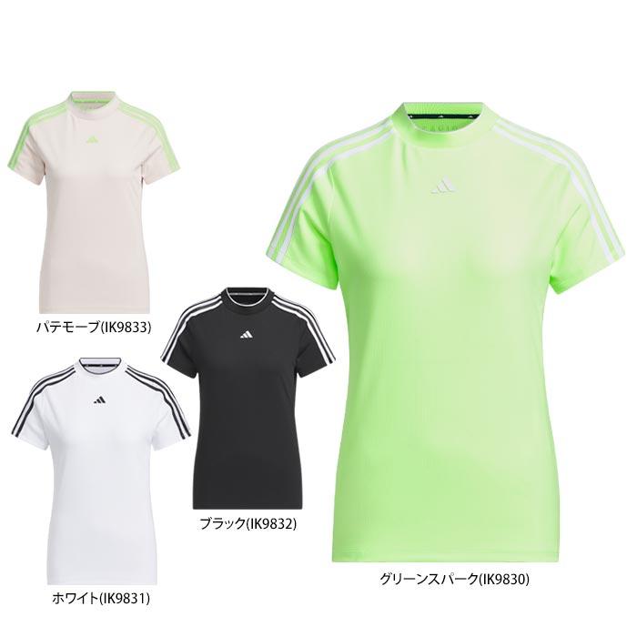 アディダス　レディース スリーストライプス メッシュ 半袖 モックネックシャツ IKK64 [2024年春夏モデル] 特価