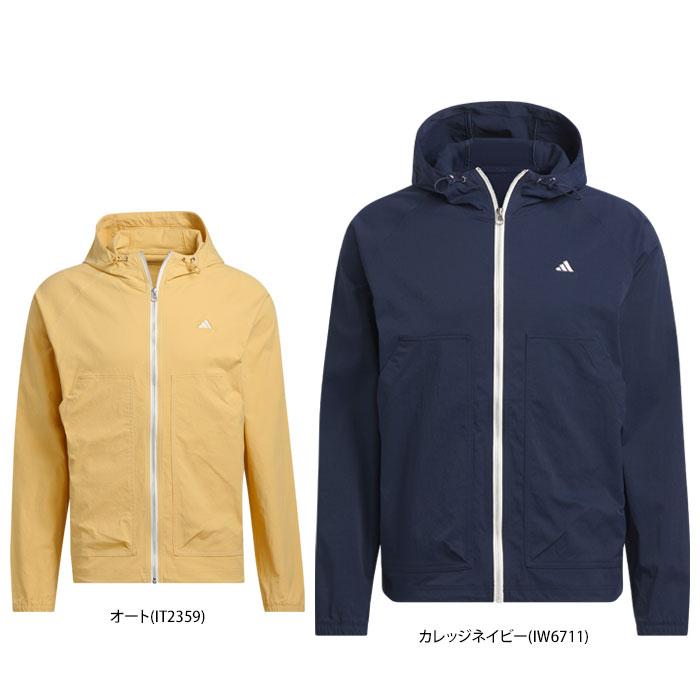 アディダス　メンズ GO-TO 防風 ロゴ刺繍 ストレッチ 長袖 フルジップ フーディー JTX89 [2024年秋冬モデル] 特価