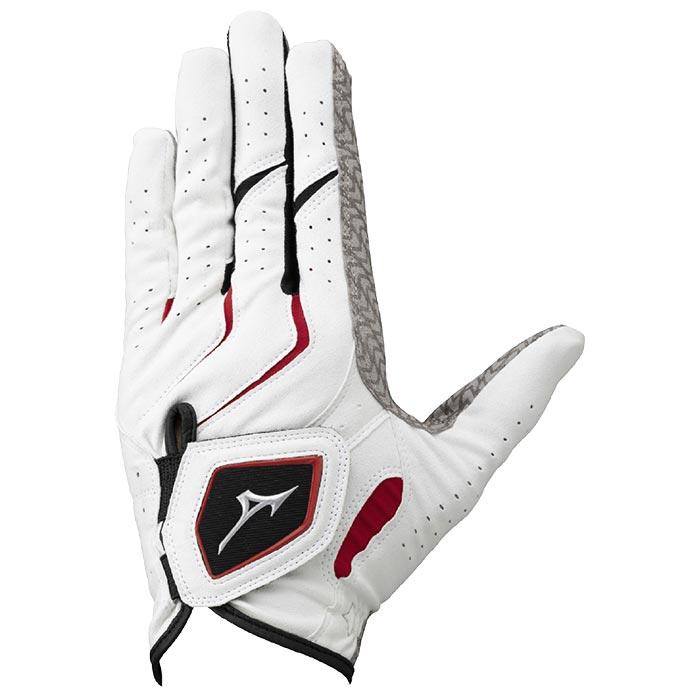 ミズノ　メンズ W-GRIP ダブルグリップ ゴルフグローブ 5MJML401 01 ホワイト×レッド [2024年モデル]
