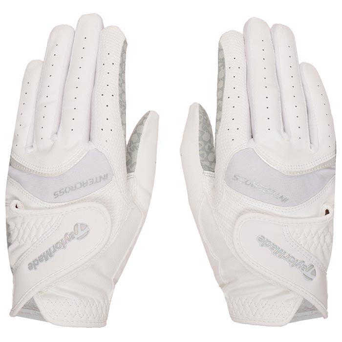 テーラーメイド　レディース インタークロス 3.0 ペア 両手用 ゴルフグローブ UN154 U26231 WHITE/SILVER [2024年モデル]