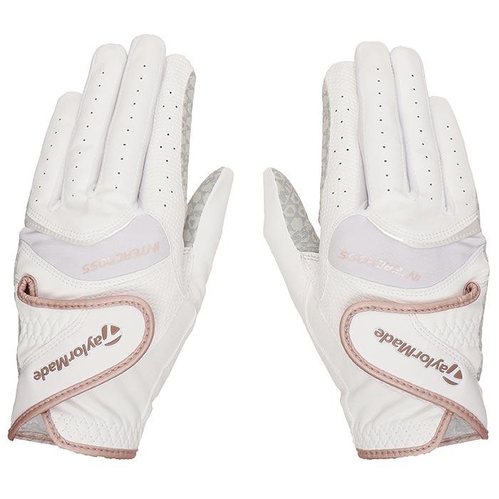 テーラーメイド　レディース インタークロス 3.0 ペア 両手用 ゴルフグローブ UN154 U26232 WHITE/PINK [2024年モデル]