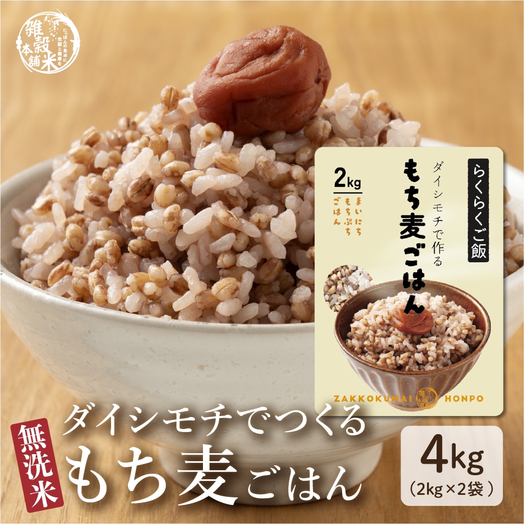 【無洗米入り雑穀】 雑穀 雑穀米 国産 ダイシモチ もち麦ごはん 4kg(2kg×2袋) 送料無料 研ぐ手間なし 厳選素材の贅沢ブレンド ギフトにも最適なお取り寄せグルメ ANAマイル 貯まる