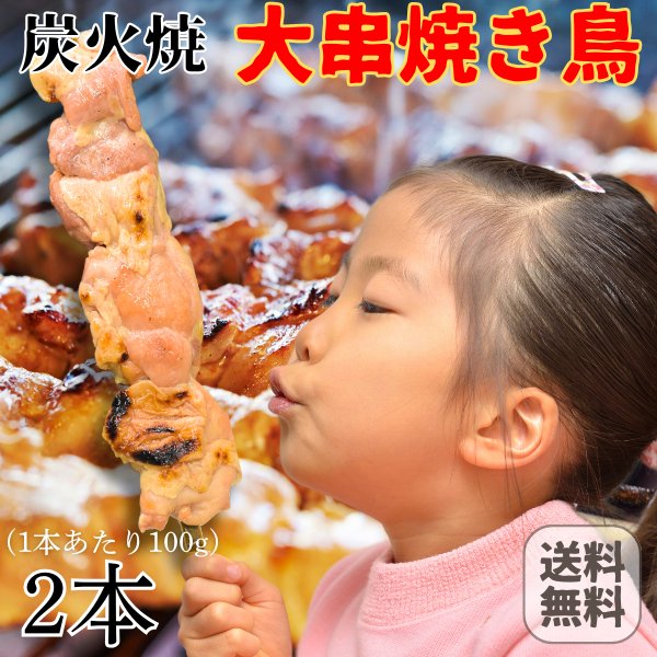 国産 炭火焼 手作り 大串焼き鳥 2本 (100g×2) 岩手県産 大きな焼き鳥 常温 送料無料 メール便限定 鶏肉 鶏 とり トリ チキン やきとり 肉 BBQ