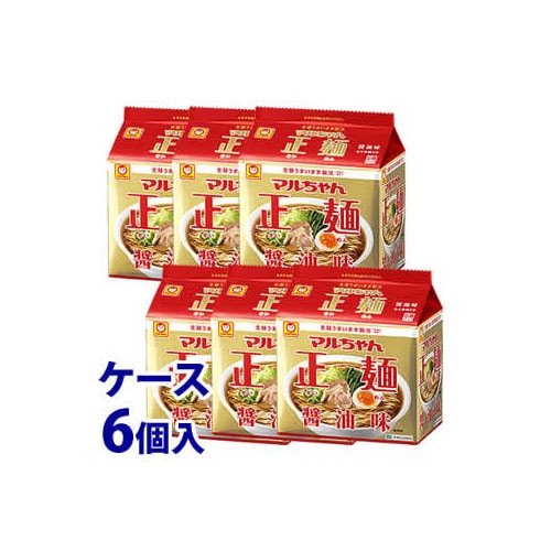 《ケース》　東洋水産 マルちゃん正麺 醤油味 5食パック (525g)×6個 インスタント袋麺　※軽減税率対象商品