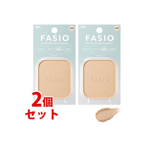 《セット販売》　コーセー ファシオ エアリーステイ パウダーファンデーション 405 ライトオークル レフィル (10g)×2個セット SPF35  PA+++ 無香料 FASIO