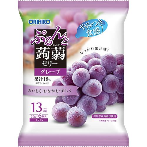 オリヒロ ぷるんと蒟蒻ゼリー パウチ グレープ (20g×6個)　※軽減税率対象商品