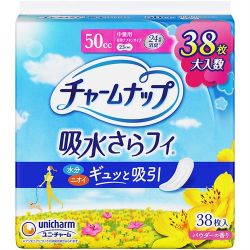 ユニチャーム チャームナップ 吸水さらフィ 中量用 ナプキンサイズ パウダーの香り 50cc (38枚) 軽失禁ライナー