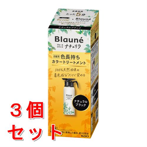 《セット販売》 花王 ブローネ リライズ ナチュリラ 色長持ちカラートリートメント ブラック 本体 (155g)×3個 カラートリートメント 染毛料 無香性【送料無料】