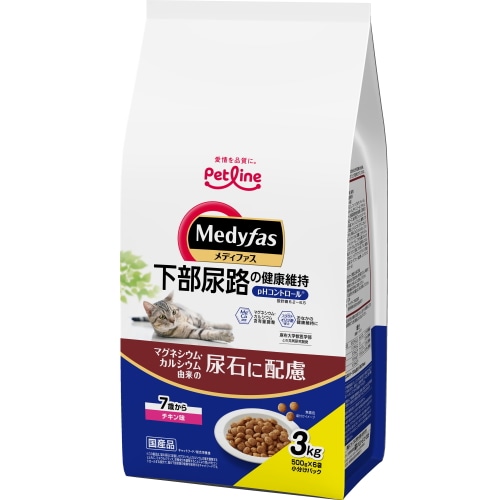 ペットライン メディファス 7歳から チキン味 (500g×6袋) キャットフード ドライ