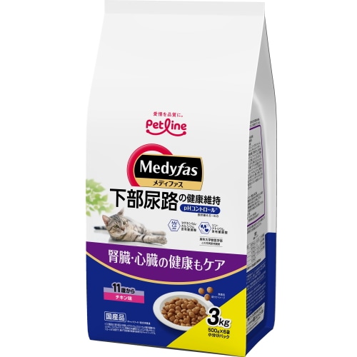 ペットライン メディファス 11歳から チキン味 (500g×6袋) キャットフード ドライ