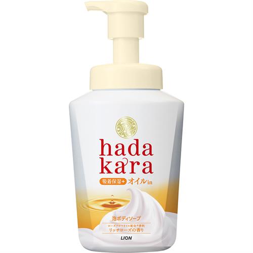 ライオン ハダカラ hadakara ボディソープ 泡で出てくるオイルインタイプ リッチローズの香り 本体 (530mL)