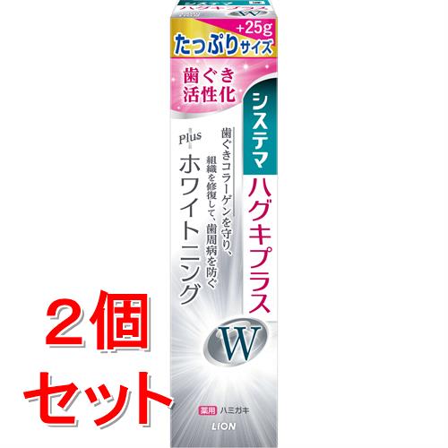 《セット販売》　ライオン システマ ハグキプラスW ハミガキ 大容量 (120g)×2個セット 薬用 歯磨き粉 ハミガキ粉　【医薬部外品】