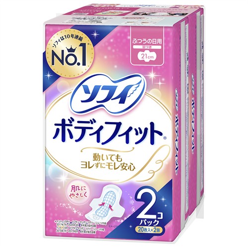 ユニチャーム ソフィ ボディフィット ふつうの日用 羽つき 21cm (20枚×2個) 生理用ナプキン　【医薬部外品】