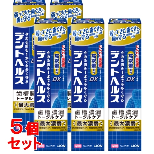 《セット販売》 ライオン デントヘルス 薬用ハミガキDX (28g)×5個セット 歯周病 虫歯 口臭予防 【医薬部外品】