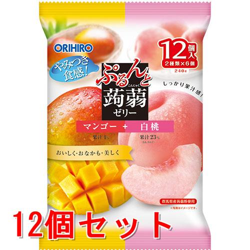 《セット販売》　オリヒロ ぷるんと蒟蒻ゼリー パウチ マンゴー＋白桃 (20g×12個)×12個セット こんにゃくゼリー　※軽減税率対象商品