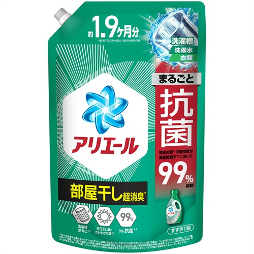 Ｐ＆Ｇ アリエールジェル　部屋干しプラス　つめかえ用ウルトラジャンボサイズ　１４００ｇ 洗濯洗剤 液体 部屋干し 消臭