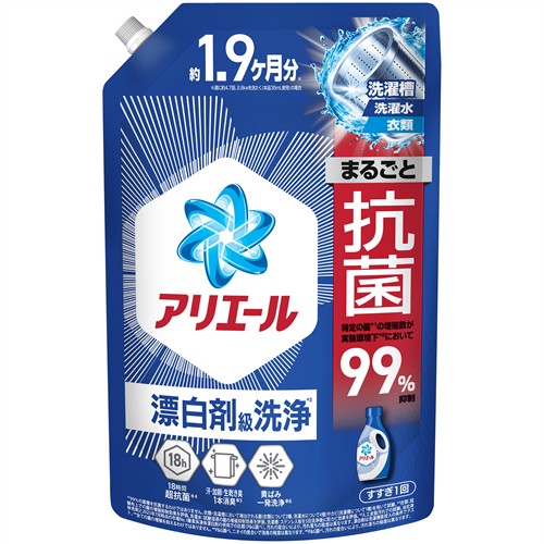 Ｐ＆Ｇ アリエールジェル　つめかえ用ウルトラジャンボサイズ　１４００ｇ 洗濯洗剤 液体 洗濯槽 防カビ 消臭 超抗菌
