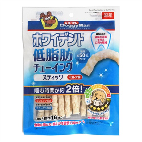 ドギーマンハヤシ ホワイデント 低脂肪チューイングスティック ミルク味130g