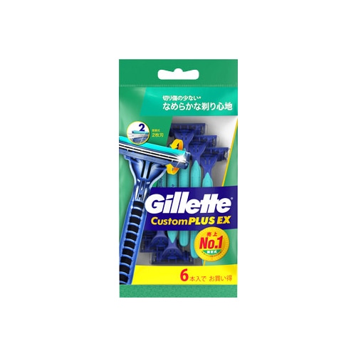 P&G ジレット カスタムプラスEX 首振式 2枚刃カミソリ (6本) 男性用 使い捨てカミソリ カミソリ 髭剃り 【P&G】