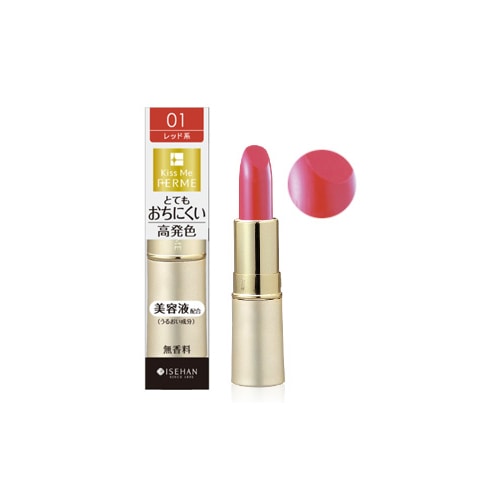 伊勢半 キスミー フェルム プルーフシャイニールージュ 01 あざやかなレッド (3.8g) 口紅