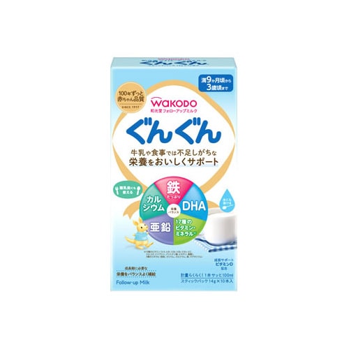 和光堂 フォローアップミルク ぐんぐん スティックパック 満9か月頃から3歳頃まで (14g×10本) 調製粉乳　※軽減税率対象商品