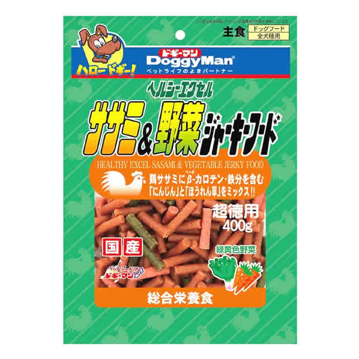 ドギーマン ヘルシーエクセルササミ＆野菜ジャーキーフード (400g) ドッグフードおやつ 犬用おやつ