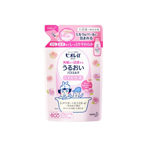 花王 ビオレu 角層まで浸透する うるおいバスミルク やさしいミルクローズの香り つめかえ用 (480mL) 詰め替え用 入浴液