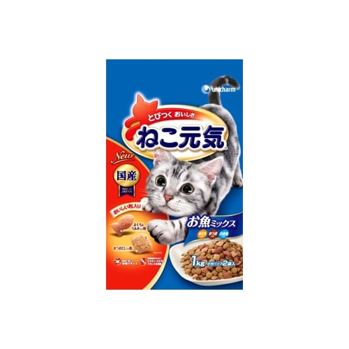 ユニチャーム　ペットケア　ねこ元気　おいしさバランス　【お魚ミックス　かつお・白身魚】　(1kg)