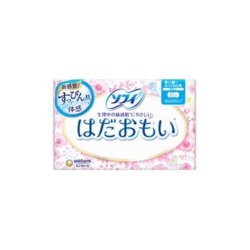 ユニチャーム ソフィ はだおもい 多い昼～ふつうの日用 21cm 羽なし (32コ入) 生理用ナプキン　【医薬部外品】