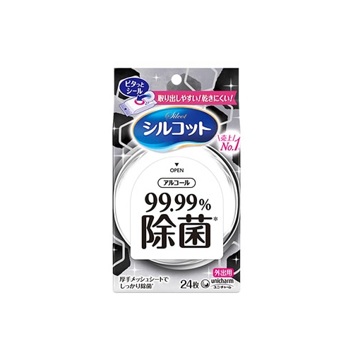 ユニチャーム シルコット 99.99% 除菌ウェットティッシュ アルコールタイプ 外出用 (24枚)