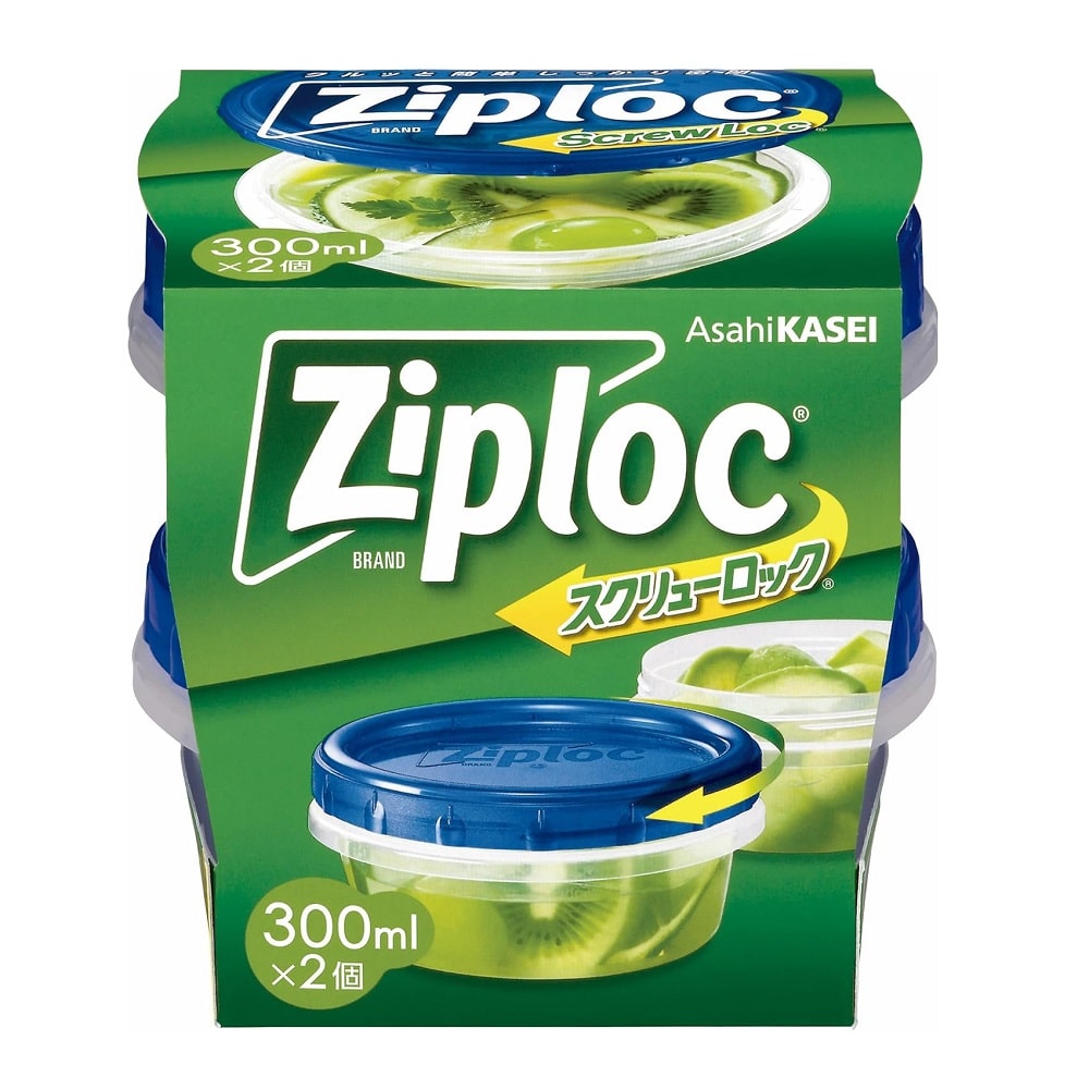 旭化成 ジップロック スクリューロック 300mL (2個入) 食品保存容器