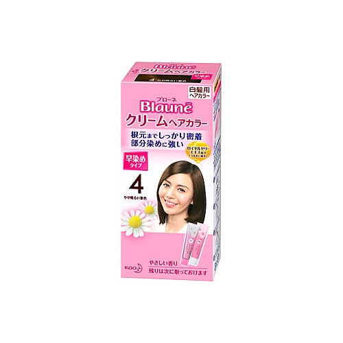 花王 ブローネ クリームヘアカラー 4 やや明るい栗色 (1セット) 白髪染め 【医薬部外品】